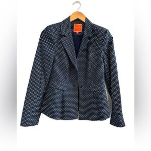 Modcloth Navy Textured Fitted Blazer with Bow Detail Size Medium